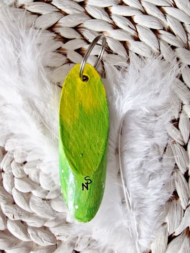 Schlüssel-/Taschenanhänger * Engel * handbemalt * Holz * Grün-Türkis * Herz